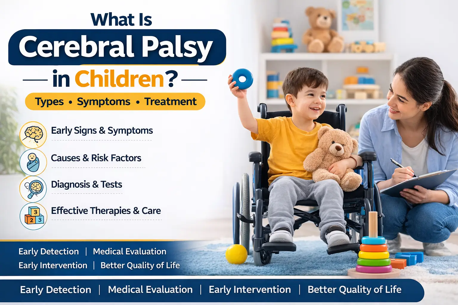cerebral palsy in children types symptoms causes and treatment infographic